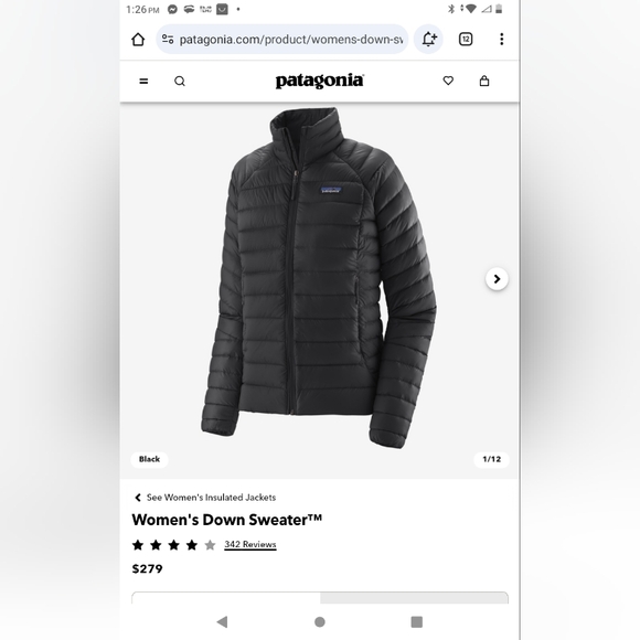 Patagonia Womens Black Down Jacket NWOT size M - Picture 4 of 4